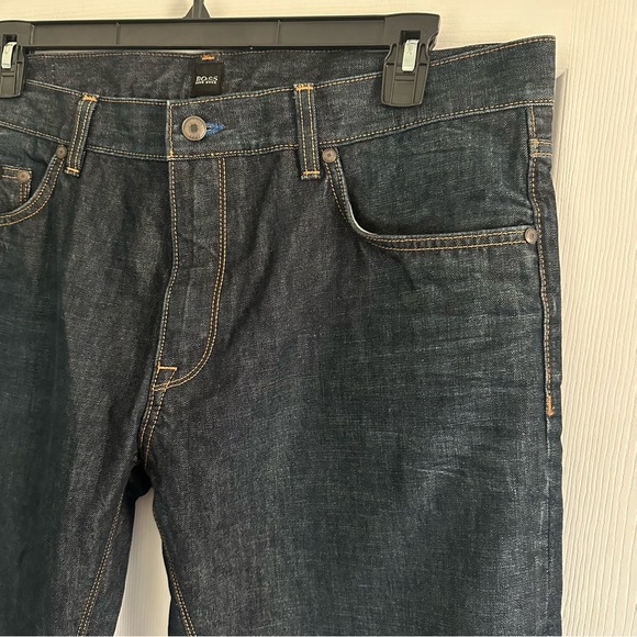 Size 38x36 Hugo Boss Maine Regular Fit Tall Comfort Stretch Denim in Dark Blue - Picture 6 of 10
